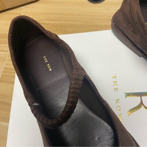 The Row Dark Brown Suede Mary Jane Square-Toe Flats - Picture 7 of 7